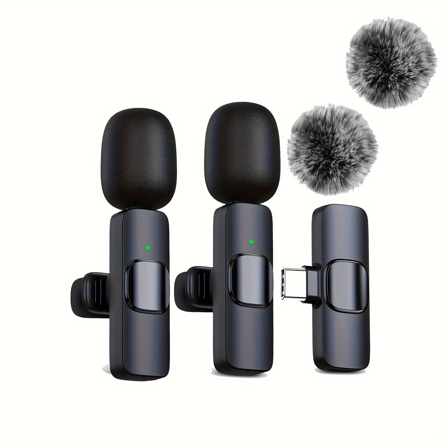 Micrófono lavalier inalámbrico con cubierta antiviento para smartphones, laptops y grabación de audio y video, ideal para entrevistas, podcasts y vlogs
