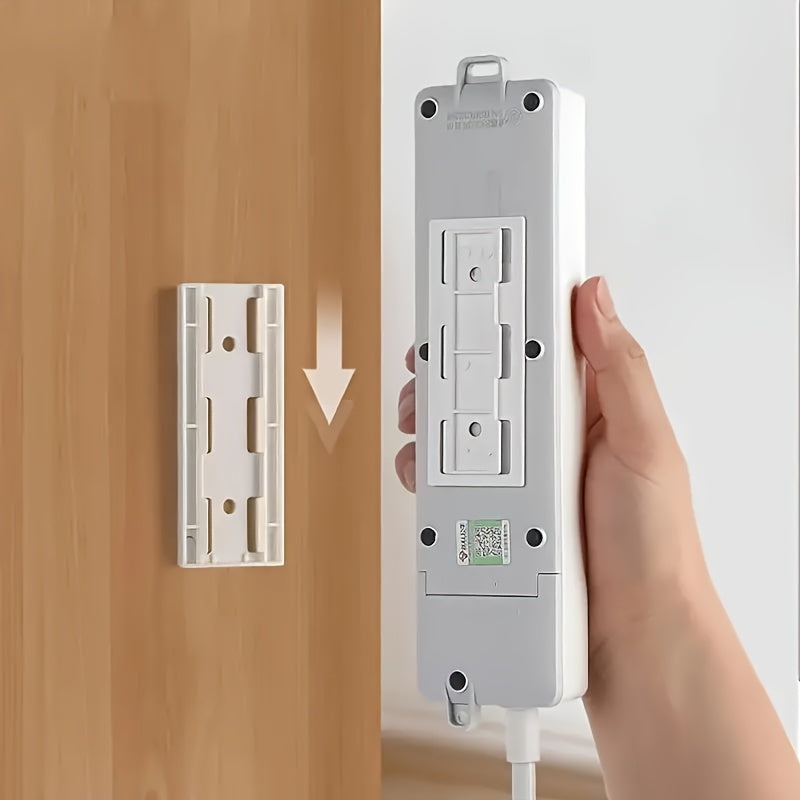 5 soportes autoadhesivos ultra resistentes para regletas, montaje en pared sin taladro con organizador de cables, remoción sin rastros y plástico duradero, ahorrador de espacio para oficina en casa, ganchos utilitarios, organizador de cables para electró