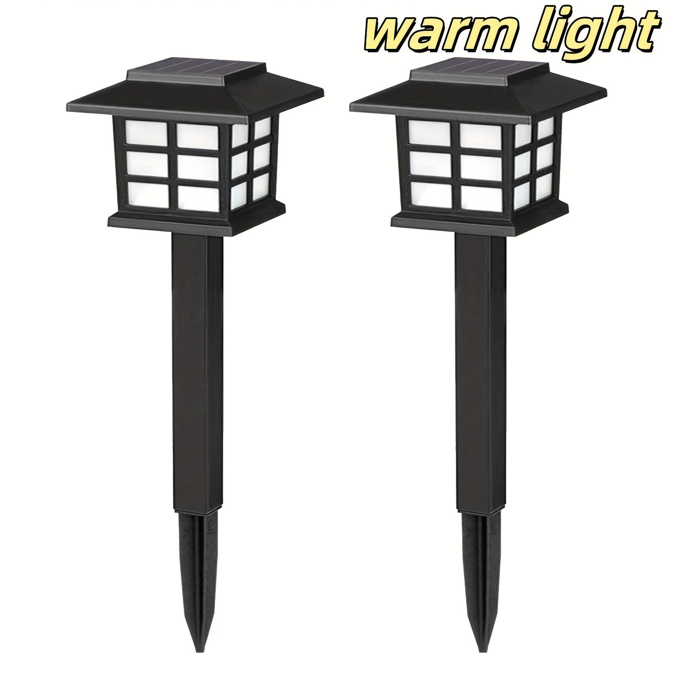 Juego de 2 luces solares para exterior, luz cálida, para jardín, césped, paisaje, entrada, pasillo, decoración de porche, accesorios de jardín, luces solares para decoración de patio y jardín