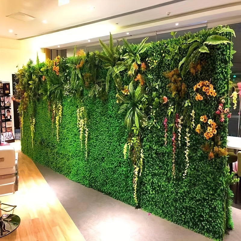 Panel artificial de hiedra y helecho, 1 panel - Decoración de pared con follaje plástico realista para bodas, fiestas, eventos - No necesita electricidad, fácil de instalar, decoración duradera para interior/exterior, fondo para fiestas, diseño de hojas