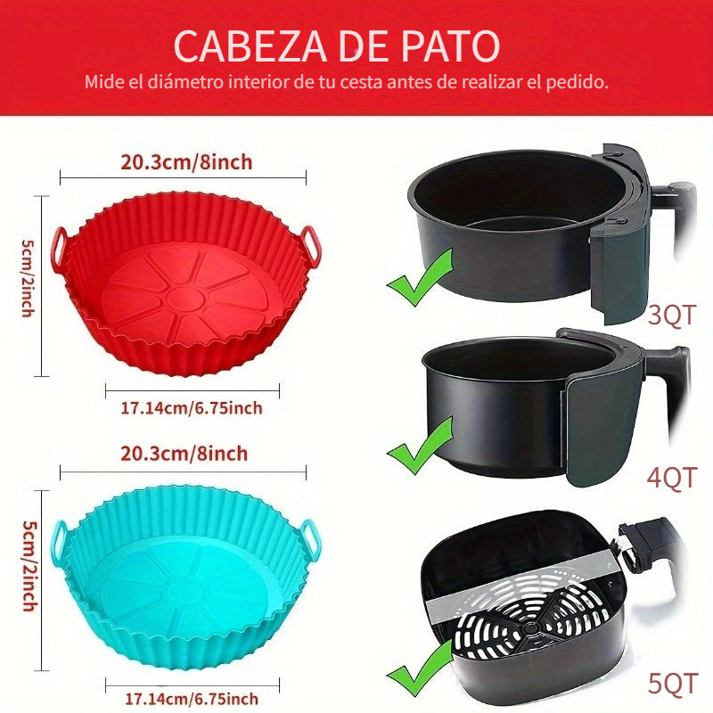 1pieza Estera de Silicona para Freidora de Aire - 8 Pulgadas Plegable, Reutilizable Bandeja de Horneado de Alta Temperatura con Asa, Ideal para Freír al Aire y Hornear, Esenciales para Hornear|Diseño Plegable|Construcción de Silicona, Bandeja de Horneado