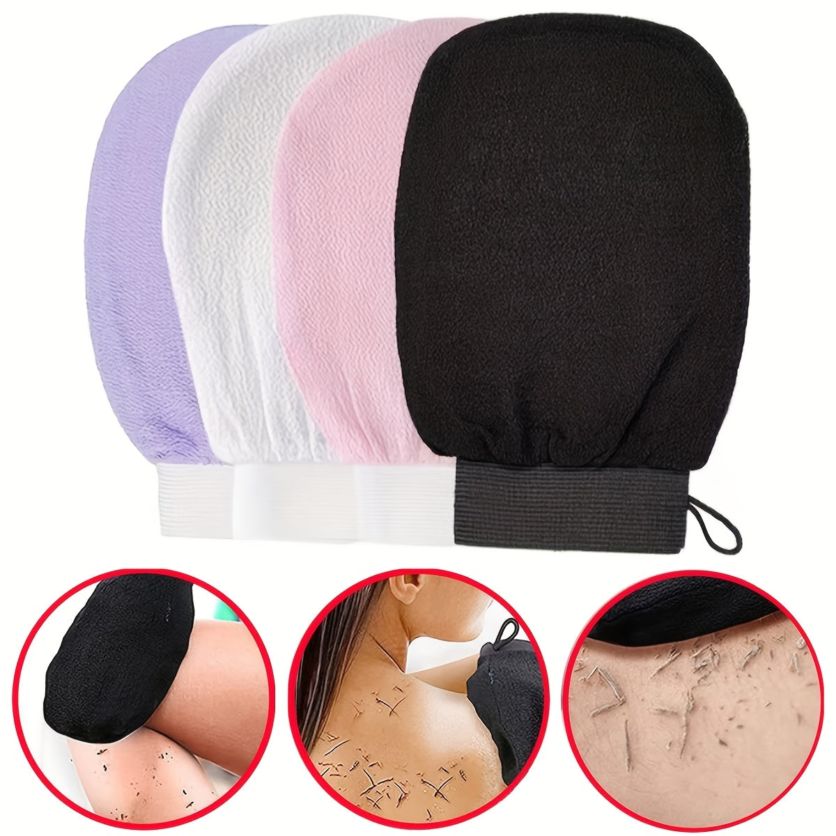 Guantes exfoliantes profundos, 1/2/3 piezas, color beige claro, para piel suave y radiante, elimina células muertas, guantes suaves para baño y ducha, guantes exfoliantes coreanos, beige claro