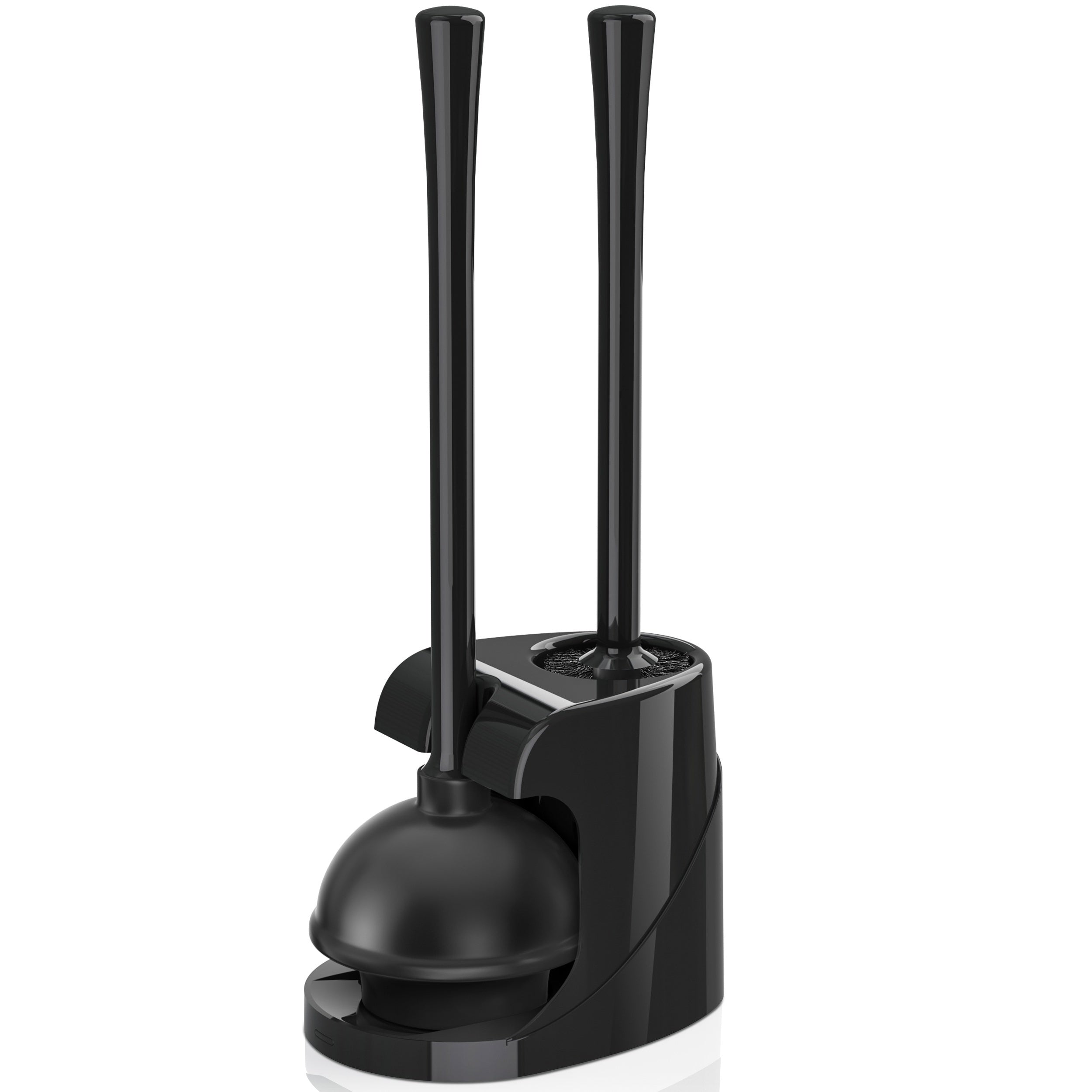 1 Juego De 1 Pieza, Desatascador Y Cepillo Para Inodoro, Conjunto De Cepillo Para Taza Y Desatascador Para Inodoro De Alta Resistencia Con Soporte Ventilado, Combo De Limpieza, Baño 2 En 1 Con Soporte Moderno, (De Color Negro)