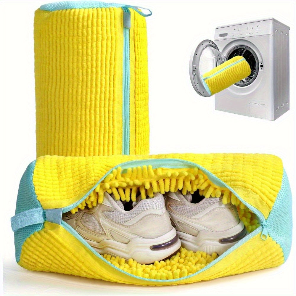 Bolsa Reutilizable para Lavar Zapatos - Cremallera de Nylon Duradera, Forro Acolchado Antiruido, Diseño Antiabertura Protege Zapatillas y Deportivas en Lavadora, Accesorio de Lavandería, Tela Chenille Suave, Bolsas para Ropa
