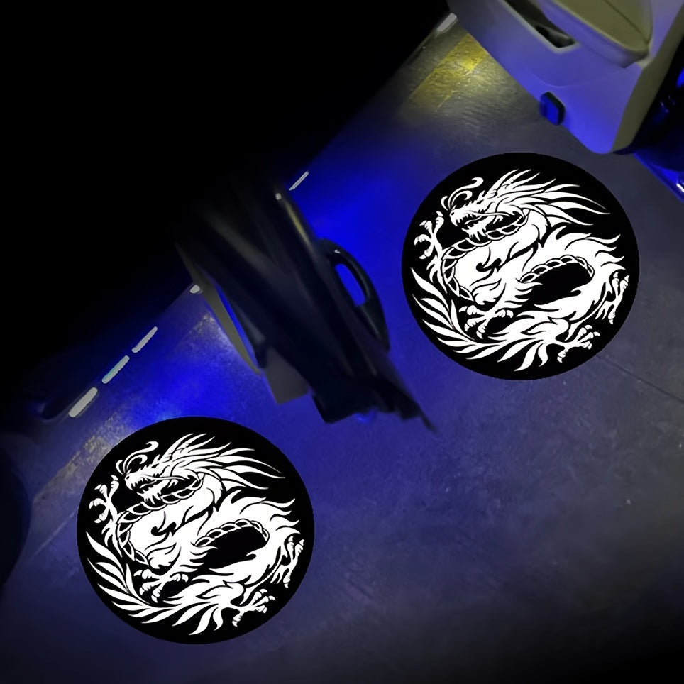 2pcs Luces Proyector de Logo de Puerta de Coche LED - Amable Bienvenida al Paso, Funcionamiento con Batería, Brillo de 200-350lm, Regalo Perfecto para Niñas