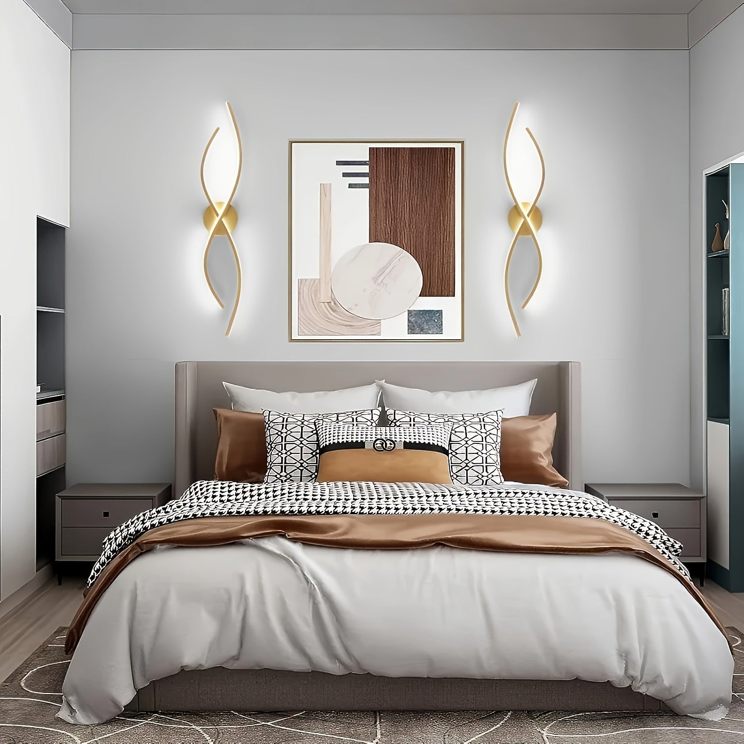 Lámpara de pared LED dorada moderna, 1 unidad, ideal para iluminación interior en salas, habitaciones, pasillos, tocadores de baño, diseño metálico contemporáneo, lámpara de escritorio para dormitorio, iluminación para sala | Lámpara de pared elegante, l