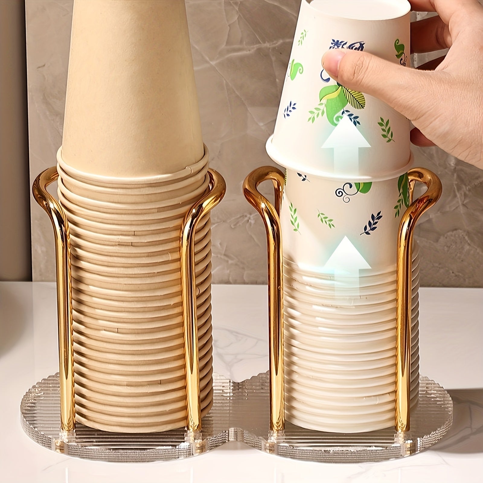 Portavasos Desechable de Acrílico de Lujo Ligero, Organizador de Tazas de Café Adecuado para Hogares, Cafeterías y Hoteles, Elección Ideal para Almacenar Vasos de Papel Ordenadamente
