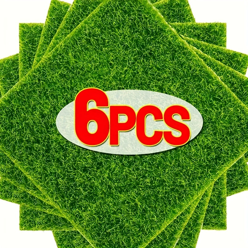 6 piezas de césped artificial verde de plástico, alfombra de césped DIY, no requiere electricidad, hecho de plástico, adecuado para decoración de suelo al aire libre en el jardín.