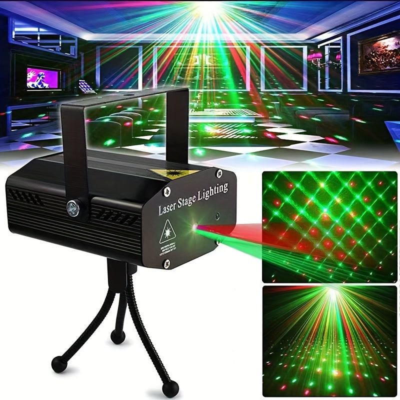 Proyector de luces LED portátil YIIXUYO - Mini luz láser con haces de colores cambiantes, cabezal ajustable y control remoto, ideal para discotecas, entretenimiento familiar, salones de baile y presentaciones en escenario, luz decorativa para bares | Pro