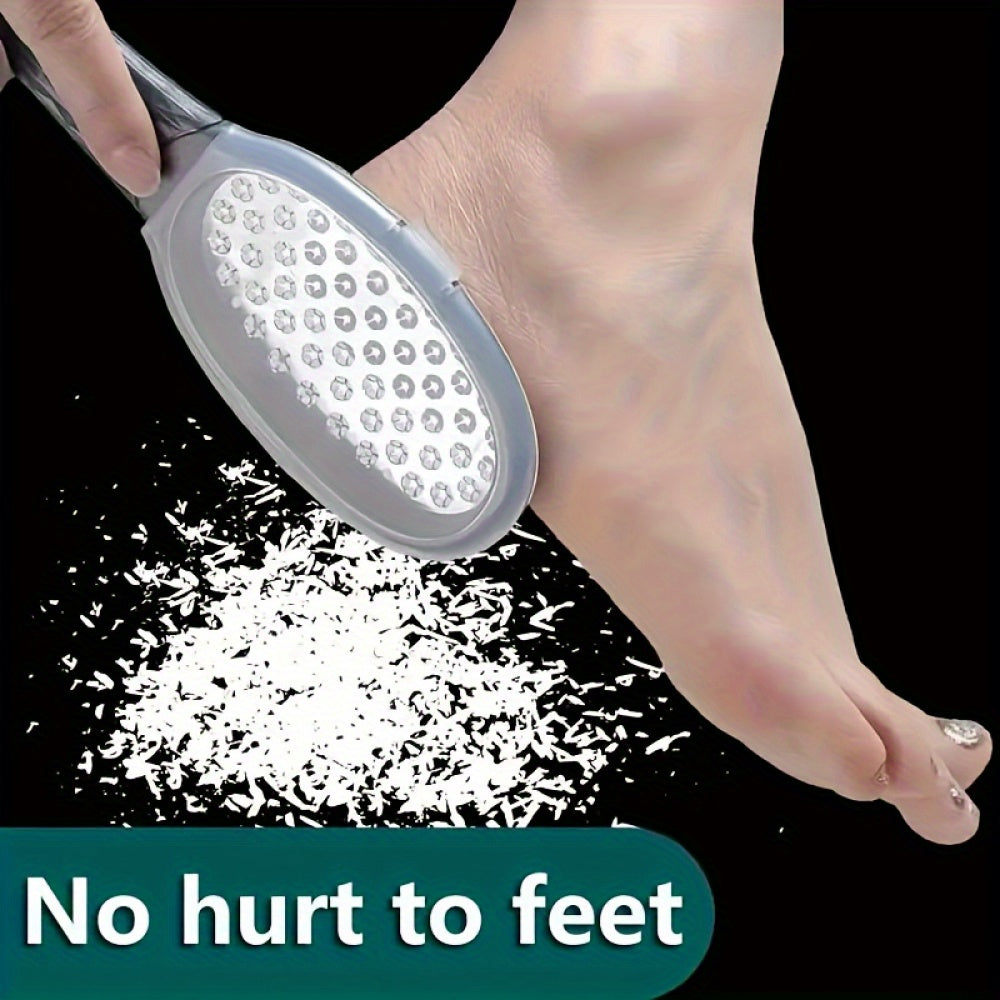 2 piezas de esponjas de limpieza de pies profesionales de acero inoxidable - Diseño a prueba de salpicaduras, mango duradero y resistente a la herrumbre, dispositivo de limpieza ergonómico fino y grueso para uso en casa, pedicura, cuidado de uñas - Herra