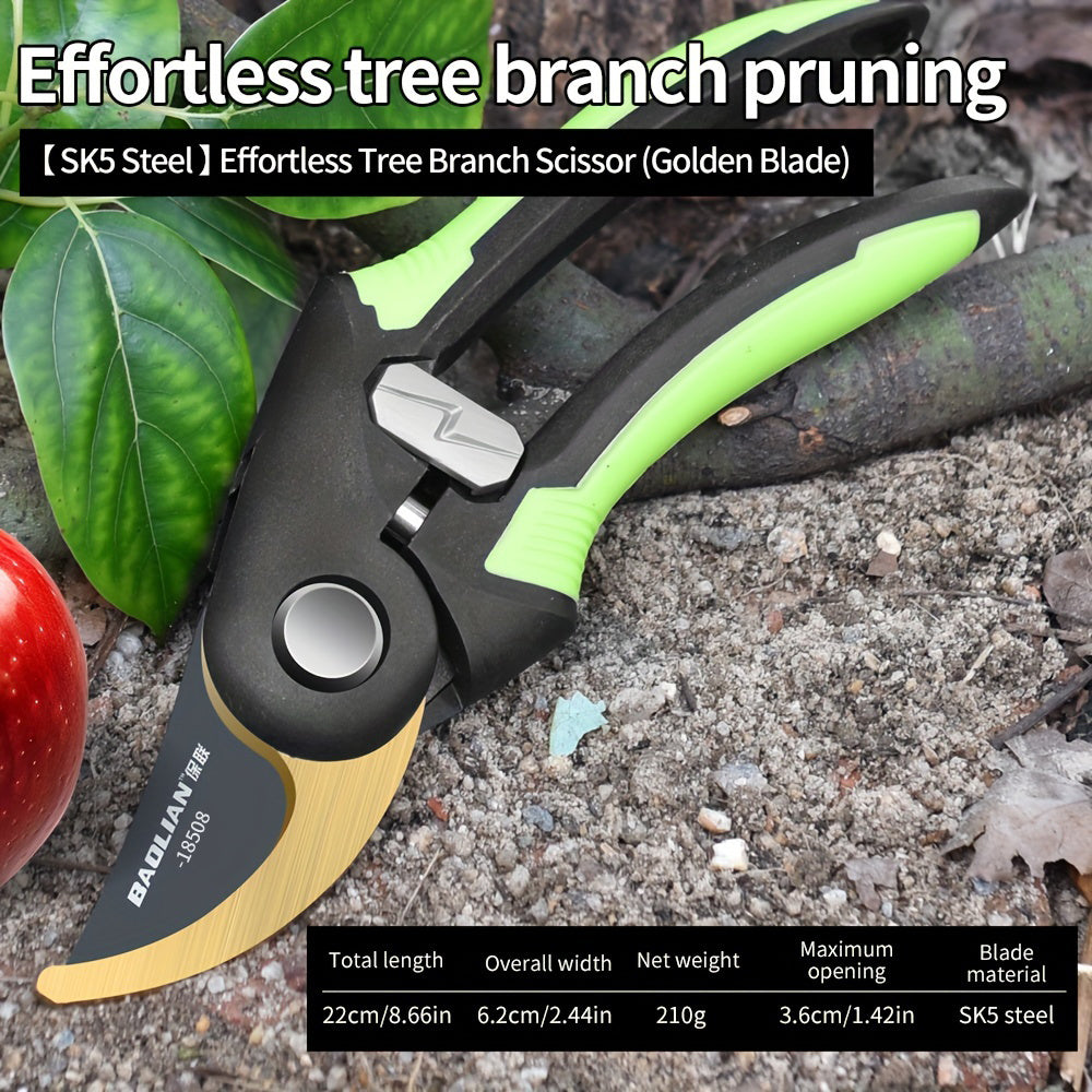 Tijeras de poda de jardín de acero aleado SK5, recubiertas de Teflón, estilo moderno, acero de carbono de alta calidad, corte sin esfuerzo para ramas de árboles, árboles frutales, arreglos florales - No se necesita electricidad