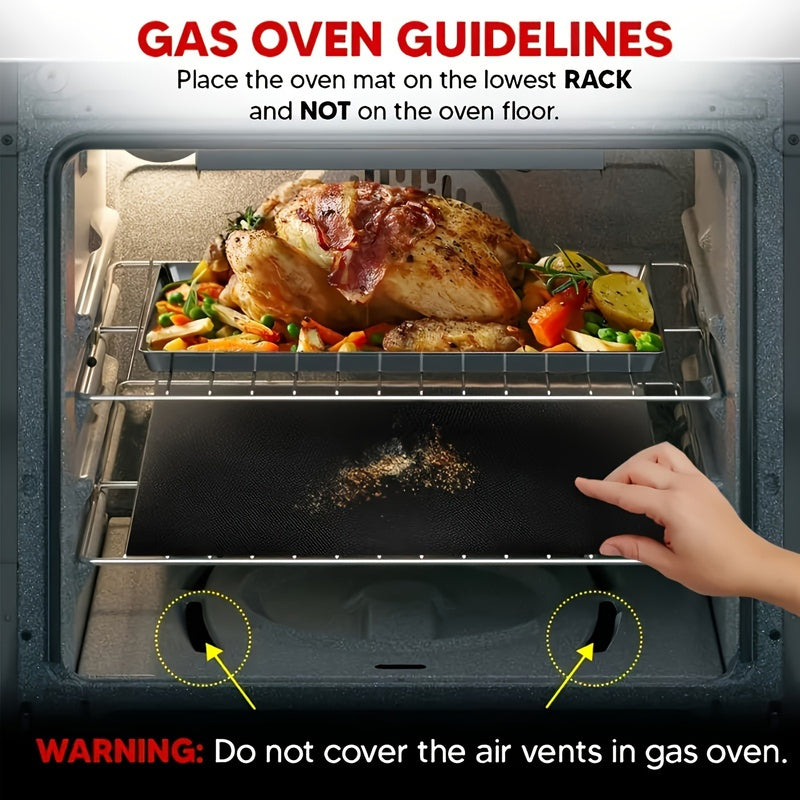 2 piezas de fundas para horno antiadherentes - Reutilizables, lavables, resistentes al calor para estufa de gas y fondo del horno, protector de cocina, limpiador de estufa, protección de estufa | Alfombrilla resistente al calor | Alfombrilla duradera par