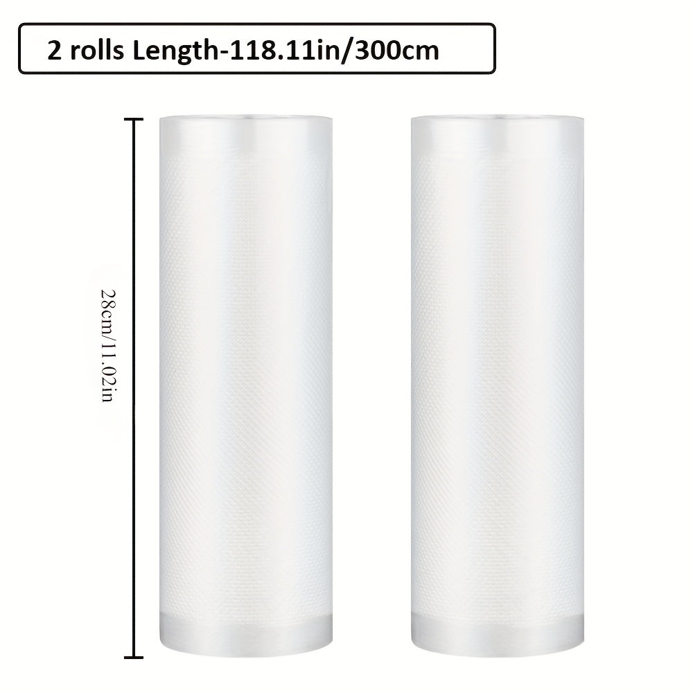 2 Rollos, Bolsas para Sellado al Vacío de Alimentos, Conservación Fresca, Material Grado Alimenticio, Paquete Individual, Uso en Restaurantes y Hogar