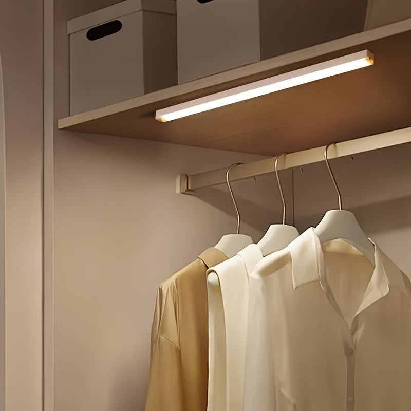 Barra de luces LED inteligente con sensor de movimiento, inalámbrica, recargable, magnética, montaje sin taladro para pared, hogar, auto, clóset, gabinete, dormitorio - brillo ajustable, carga USB, batería de litio, decoración del hogar | Iluminación mod