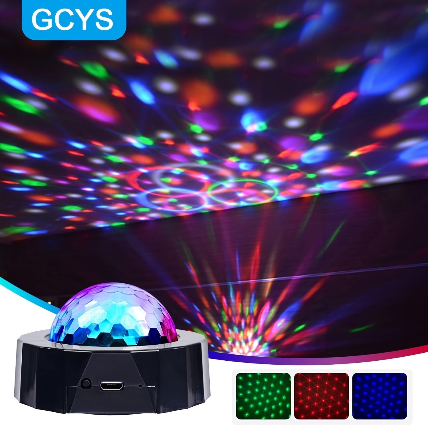 Mini bola de discoteca GCYS con iluminación LED de escenario con USB recargable, luces de fiesta portátiles multicolores para decoración, DJ, cumpleaños, bar, Navidad sin láser - Aspecto sin terminar, batería de polímero de litio