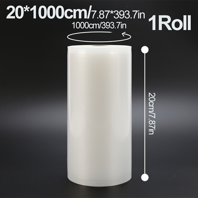 Rollo de Bolsas para Sellado al Vacío de 20 cm de Ancho y 10 m de Largo para Almacenamiento de Alimentos - Rollo Hermético Extra Grueso para Mantener la Frescura de Carne, Queso, Verduras y Frutas, Resistente para Congelador, Mantiene los Alimentos Fresc