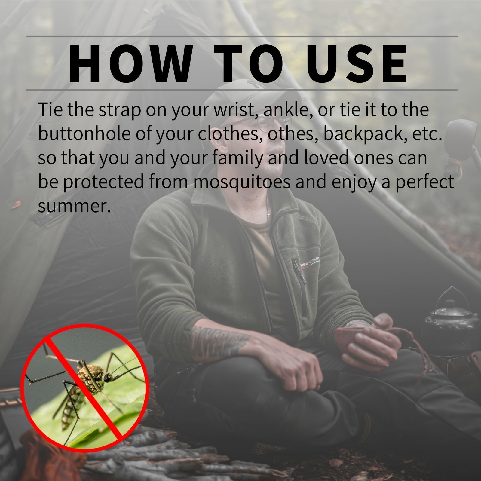 Pulsera electrónica repelente de mosquitos negra – Ajuste cómodo, repelente físico de insectos, no tóxico, diseño unisex para pesca y actividades al aire libre, incluye 2 pilas de botón, pulsera unisex | Brazalete elegante | Accesorio moderno | Repelente