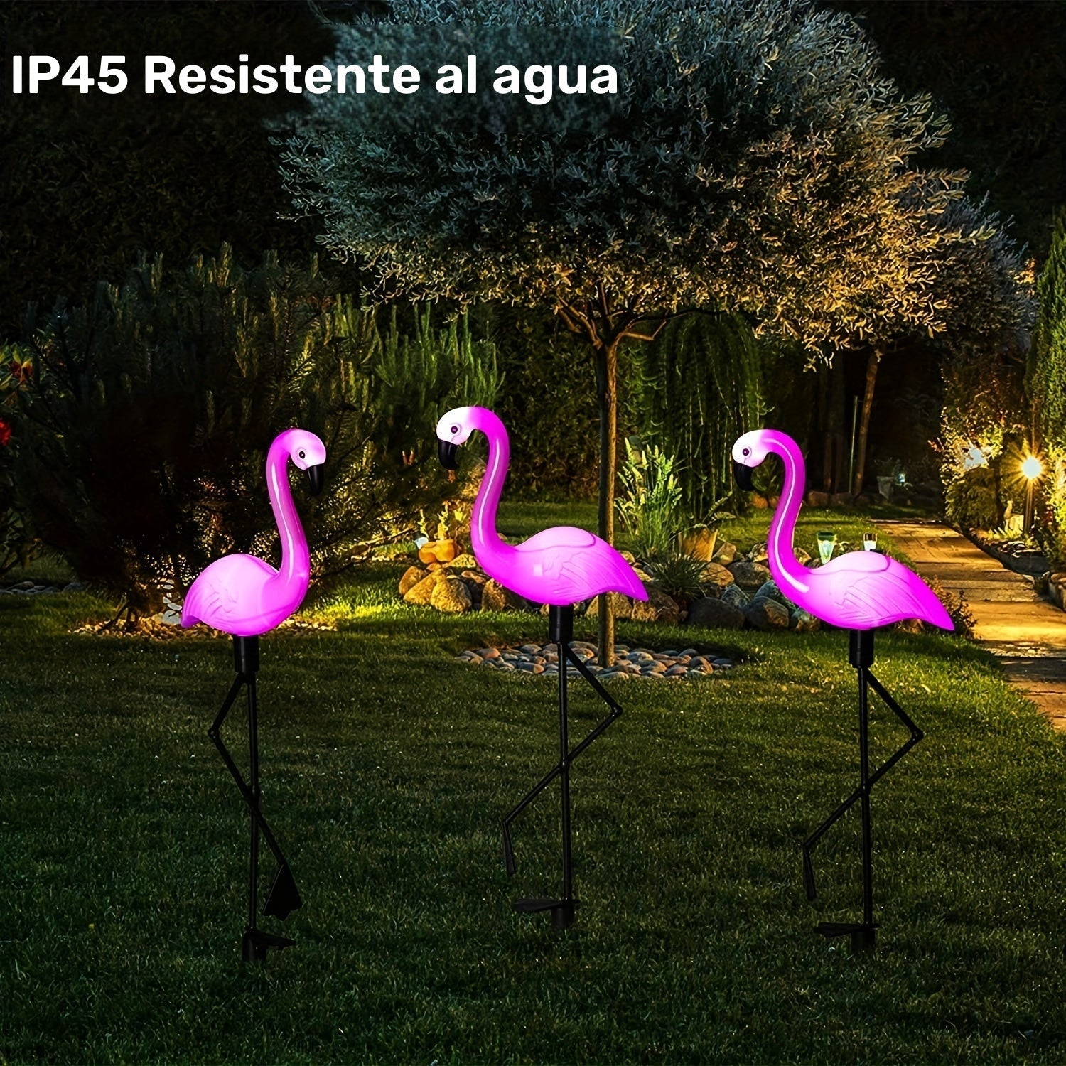 LCHPMY 1 pieza/2 piezas/4 piezas/3 piezas/2 juegos de luces LED solares con forma de flamenco, control táctil, batería recargable de níquel, decoración exterior de plástico con temática animal para jardín, césped, patio, estanque, patio trasero, Hallowee