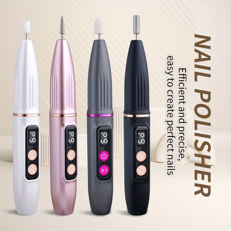Kit de Taladro Eléctrico para Uñas Recargable USB - Cortaúñas Portátil y Pulidor, Incluye Limas y Empujadores Keratinum, Ideal para Uso en Salones o Hogar, Herramientas para Corte y Pulido de Uñas