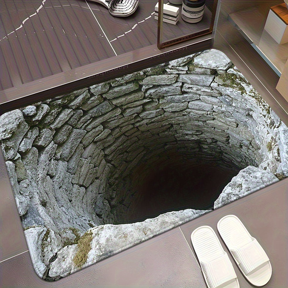 1pc de felpudo con diseño de ilusión óptica abismo infinito, ideal para baños, dormitorios, entradas de salón, camping y picnics | Diseño visual | Alfombrillas para hogar y baño