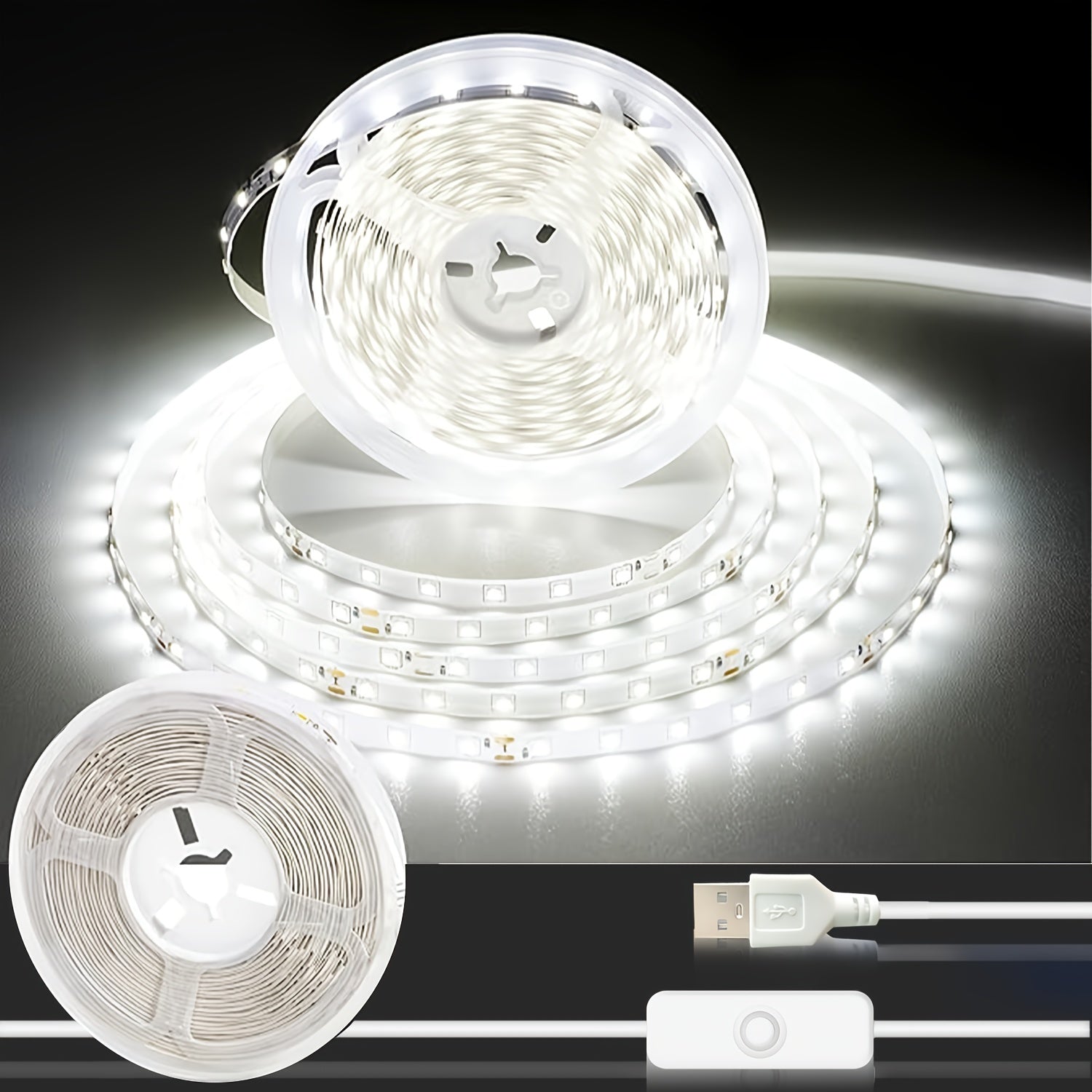 Luces LED RGB de 0.9m a 15m con Interruptor Integrado y Alimentación USB, Luz Cálida/Fresca, Fácil Instalación para Dormitorio, Armario, Cocina e Iluminación Hogareña, Luces LED para Habitaciones
