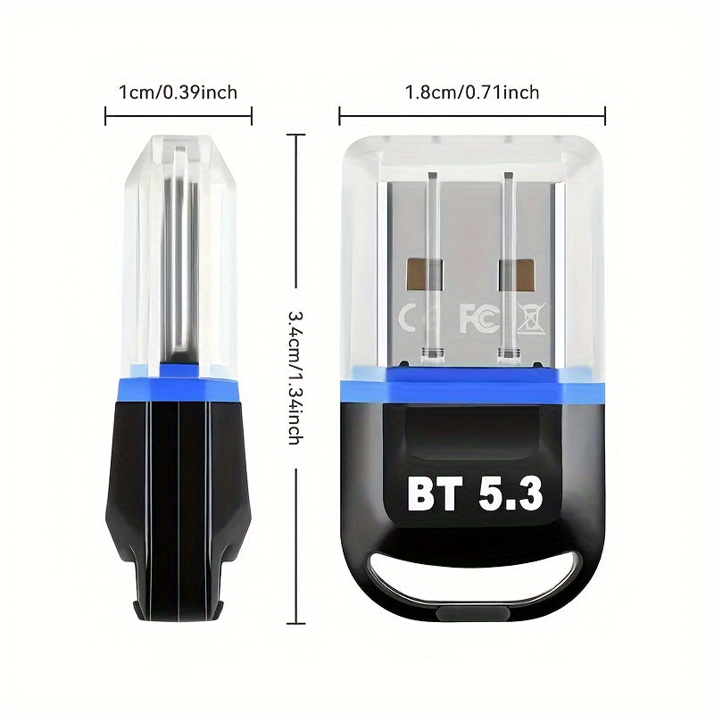 Adaptador de red USB BT5.3, receptor de ultra larga distancia con llave USB, distancia máxima de 20 m/787 pies (distancia abierta), adecuado para ordenadores/auriculares/teclados/ratones/altavoces y otros dispositivos, solo compatible con Windows 11/10/8