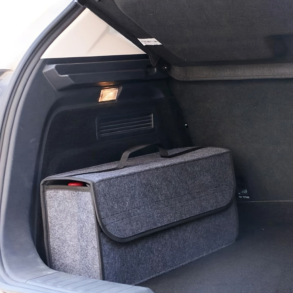 Organizador de Maletero Oxford de Alta Capacidad con Bolsa Modelo - Caja Plegable, 50x19x9cm, Organizador Interior para SUVs, Sedanes y Camionetas en Gris