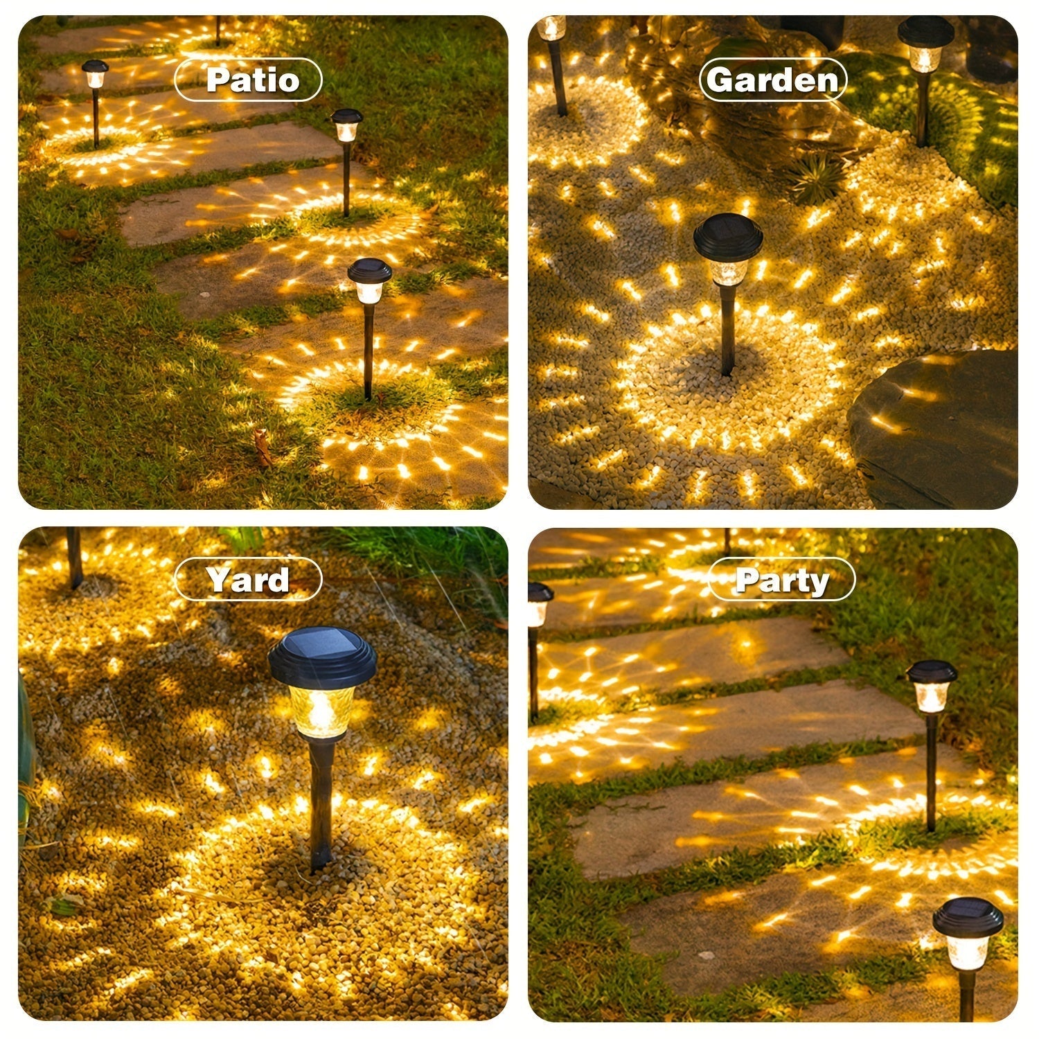 Conjunto de 6 Luces Solares para Paisajes Exteriores - Iluminación de Proyección para Césped, Decoración de Jardín y Patio, Perfecto para Caminos, Patios, Pasarelas, Entradas - Regalo Ideal de Navidad
