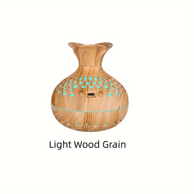 Lámpara de Aromaterapia y Humidificador de Elegante Grano de Madera - Alimentado por USB, Mejora la Calidad del Aire y el Confort, Perfecto para Cualquier Habitación