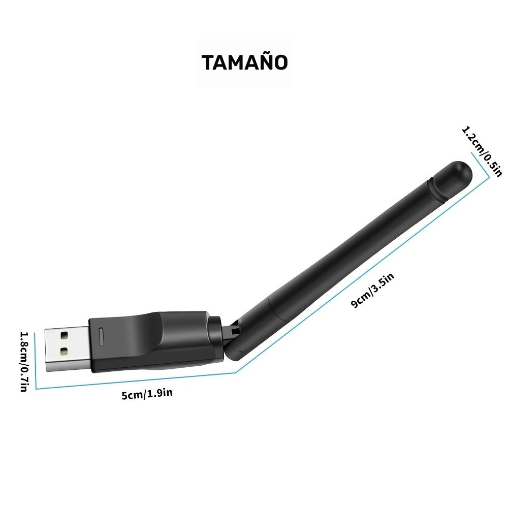 Adaptador de red portátil, Wifi de 2,4G con una velocidad máxima de 150Mbps, con una antena Wifi de alta ganancia, compatible con WPA-PSK/WPA2-PSK para un uso seguro de la red, adecuado para Windows 11, 10, 8, 7 y XP en escritorios y portátiles.