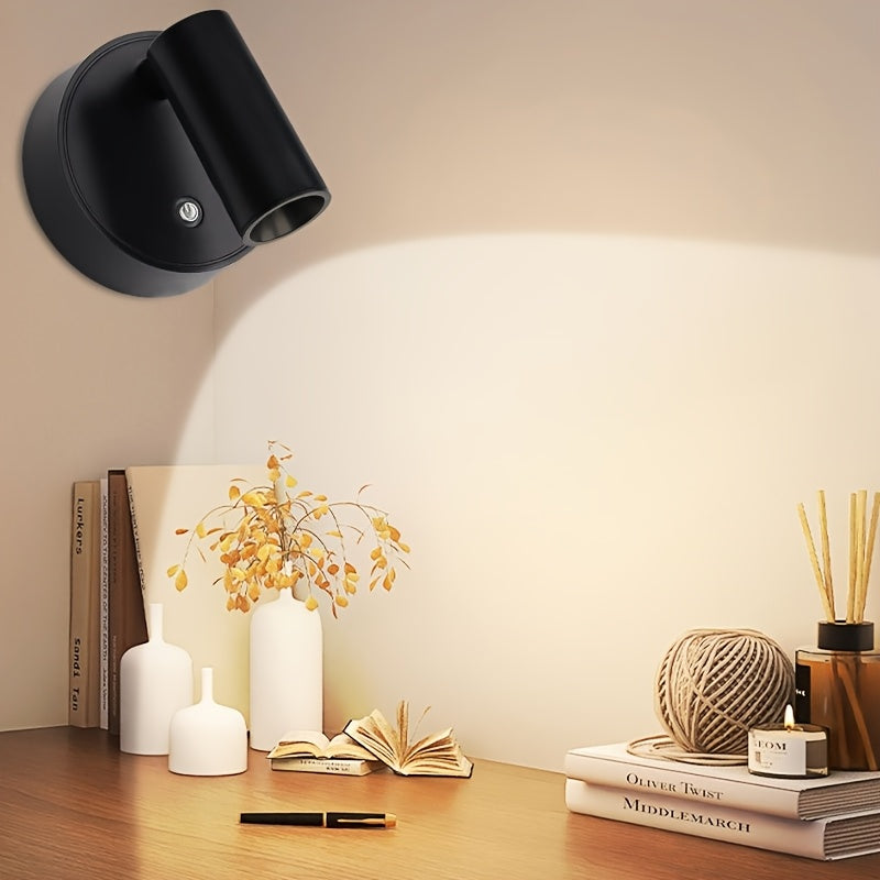 Luz nocturna de pared LED moderna, control táctil, 3 temperaturas de color, regulable, alimentada por USB con batería de litio recargable, iluminación ajustable para dormitorio, sala de estar, pasillo - Material de plástico