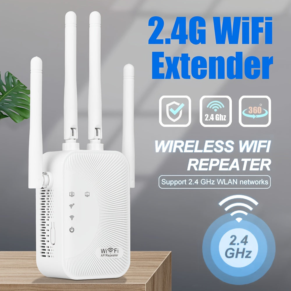 Amplificador de Señal Wifi, Refuerzo de Síntesis Wifi, Compatible con WIFI6, Equipado con un Puerto Ethernet, Con 4 Antenas para Cobertura de 360°, Alcanzando hasta 11,000 Pies Cuadrados, Adecuado para Más de 35 Dispositivos, Y se Puede Configurar con So