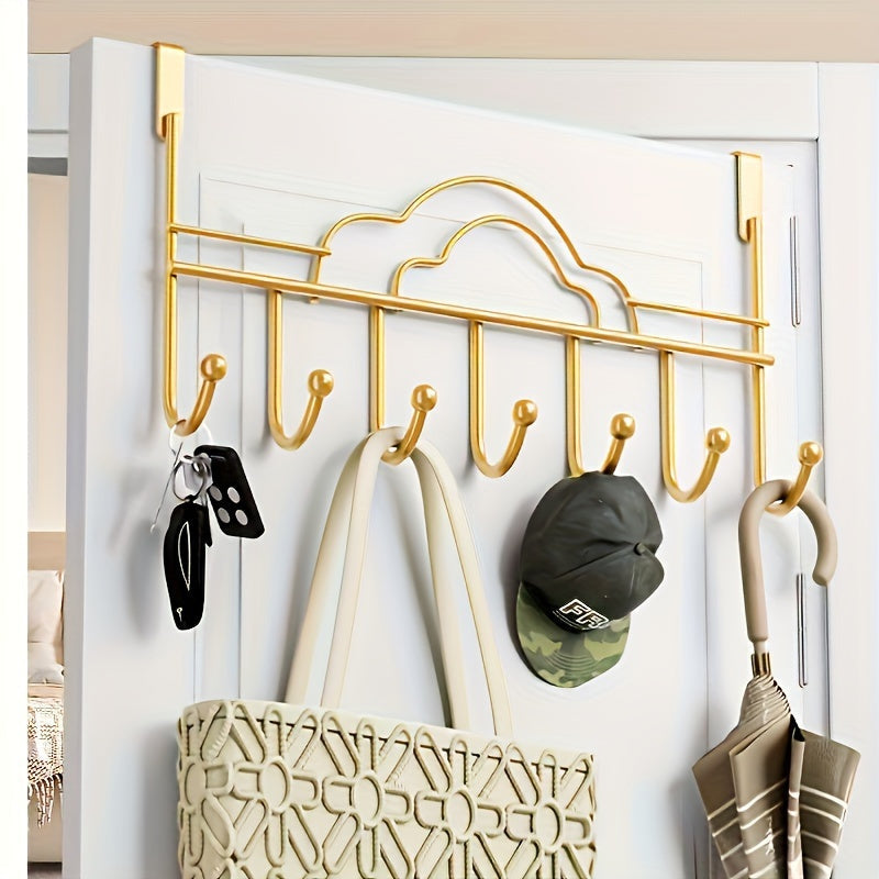 1pc Ganchos de hierro fundido contemporáneo para colgar sobre la puerta, Soportes de metal para toalla, albornoz, abrigo - Solución de almacenamiento para dormitorio en casa