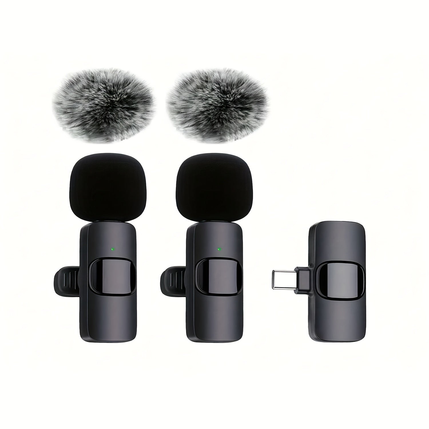 Microfono Lavalier sin varillas con 10 Receptores de Audio, USB-C y Funcionalidad Inalámbrica, Doble Micrófonos, Incluye Pantalla Antiviento, Cancelación de Ruido, Ideal para Streaming, Podcasting y Grabación de Video