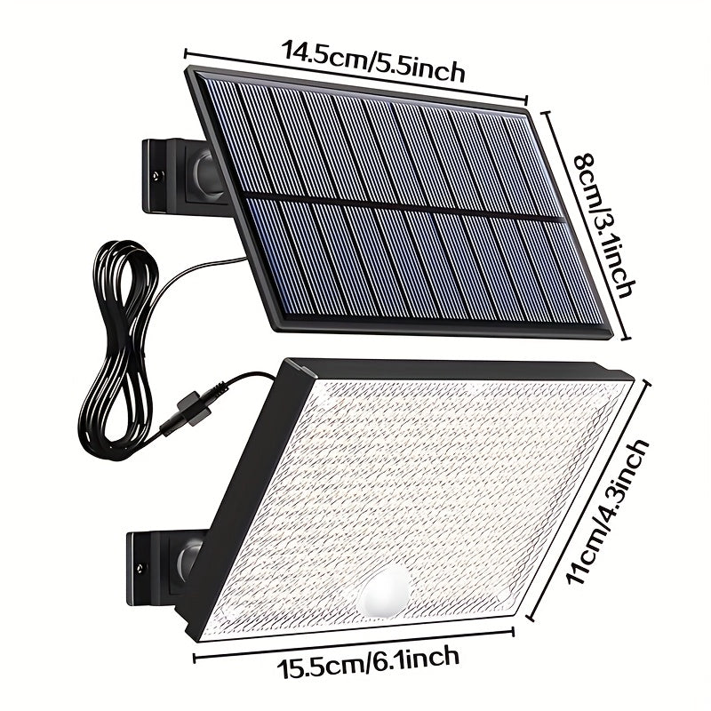 Luz solar para exteriores, lámpara solar con 400 LED, sensor de movimiento, ángulo de iluminación de 120°, luz solar para jardín con cable de 5.03 metros