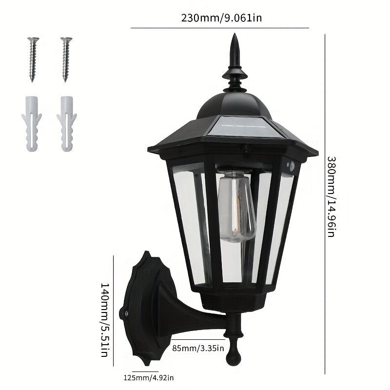 Luz solar para exterior con sensor de movimiento, estilo farol negro, decorativa para jardín, patio, caminos y áreas exteriores, panel solar eficiente incluido, luces solares para exteriores