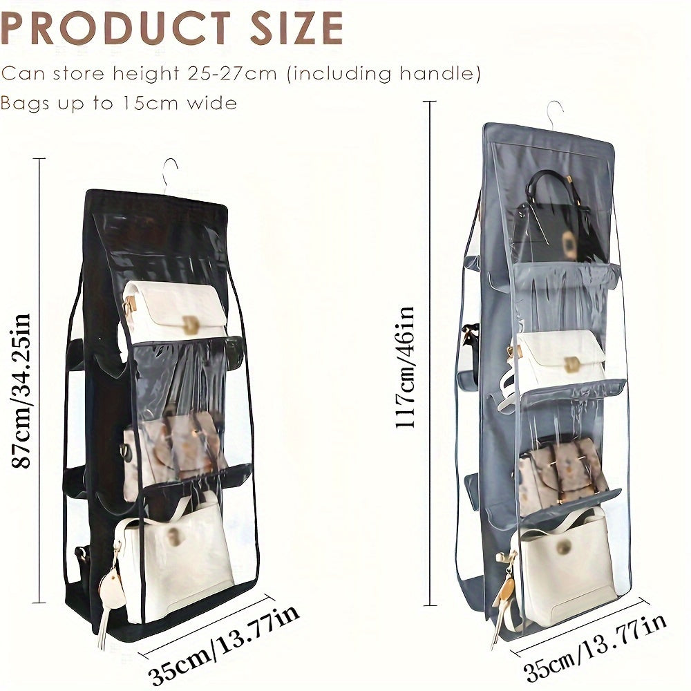 Organizador de Bolsos Colgante con 6/8 Bolsillos, Estante de Almacenamiento en Tela Oxford Duradero y Plegable - Ahorra Espacio, Sin Fragancia - Ideal para Todo Tipo de Bolsas