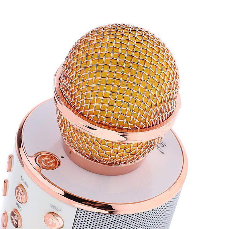Micrófono Karaoke Bluetooth Parlantes Integrados para IOS y Android RF 858