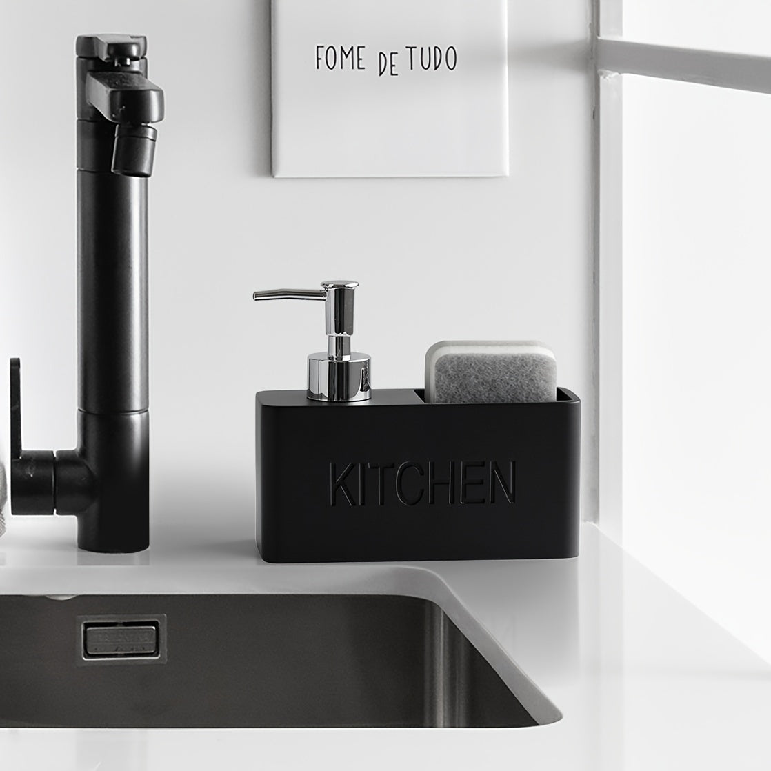 Dispensador de jabón multifuncional, botella de loción con portaesponja, dispensador de jabón líquido para baño, botella recargable práctica para lavabo, accesorios de baño