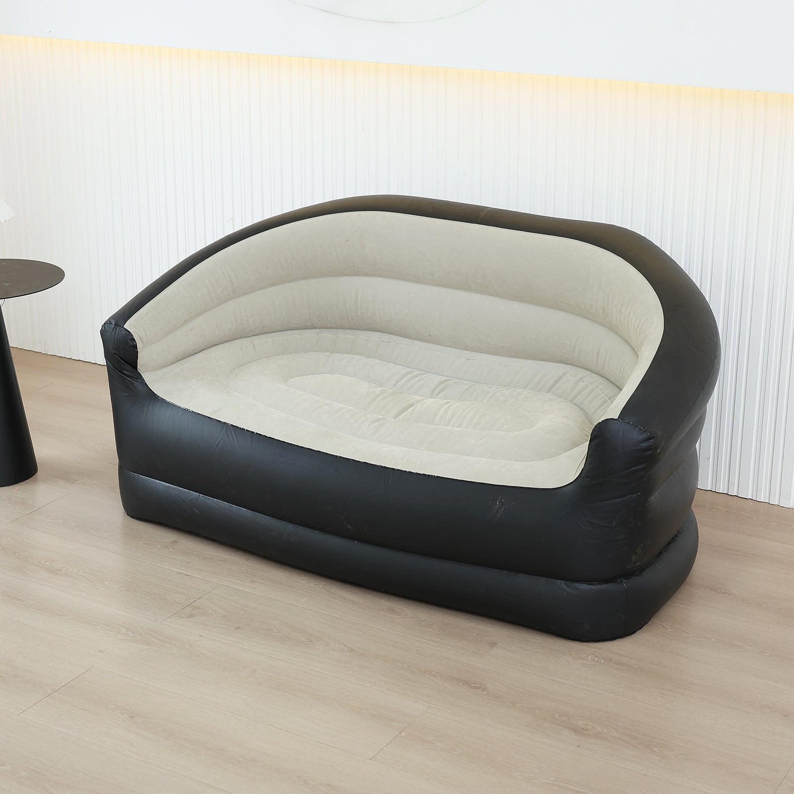 Sofá inflable doble con bomba de pie, nuevo sofá inflable de felpa para todas las estaciones, diseño portátil para una relajación fácil.