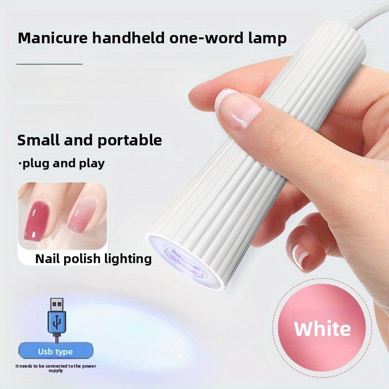 Secador de Uñas Portátil con Alimentación USB, Diseño Cilíndrico Compacto para Manicura y Pedicura con Estampado Blanco y Rosa, Accesorio Ideal para Hogar—Regalo Perfecto para Mujeres (Navidad, Halloween, Pascua, Día de San Valentín, Acción de Gracias),
