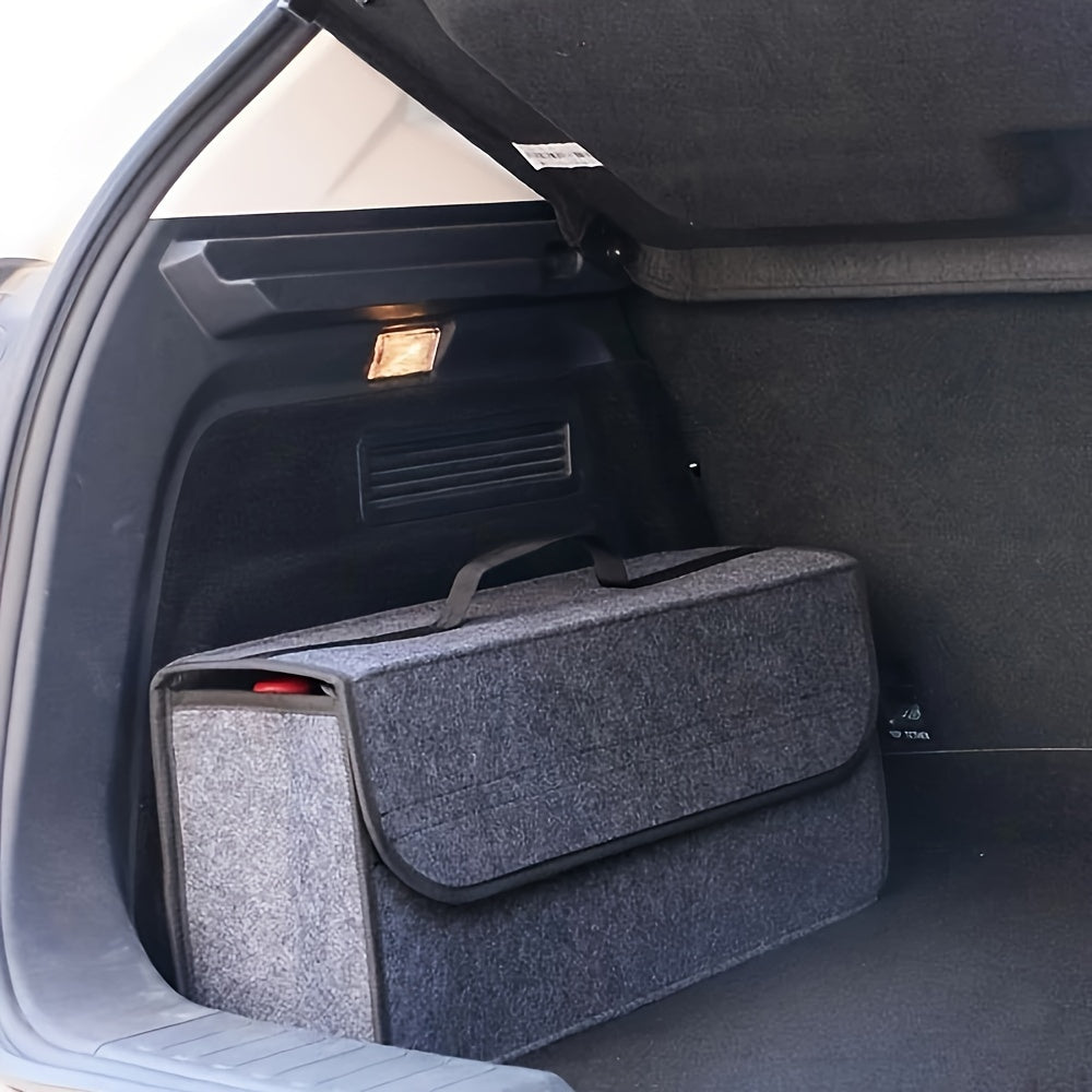 Organizador de maletero de coche de fieltro plegable de 2 mm de peso ligero - Caja de almacenamiento portátil que ahorra espacio con cierre seguro, fácil inserción e instalación para la organización del interior del coche, diseño plegable, característica