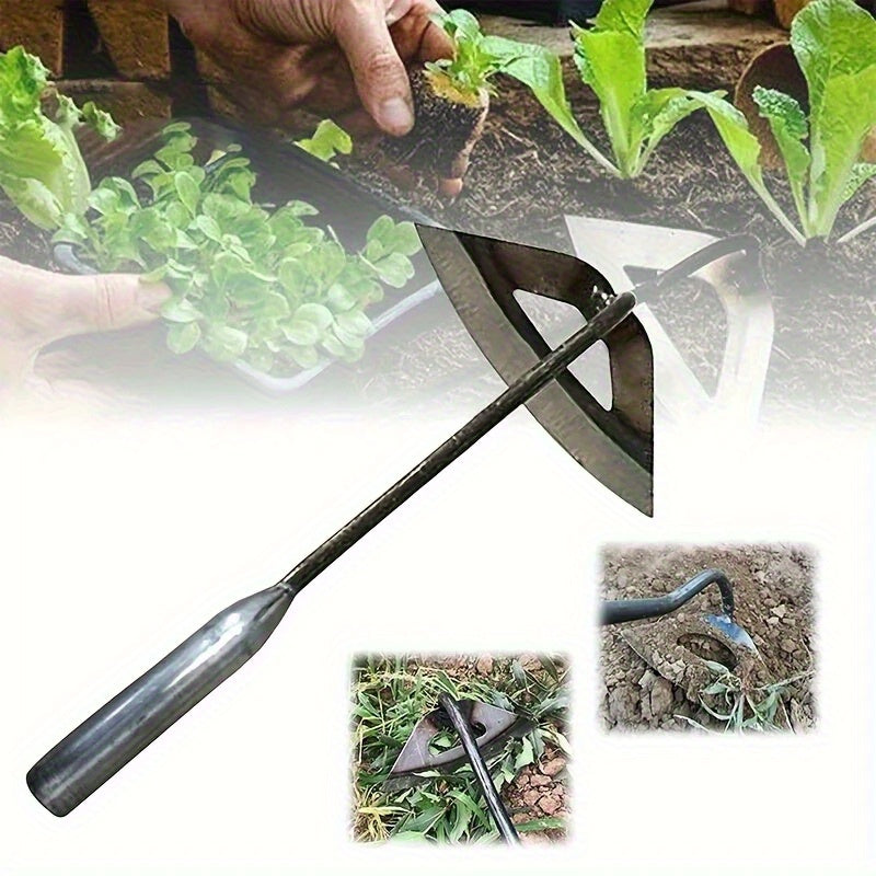 Azada Hueca de Acero Premium Templado - Rastrillo Manual Resistente al Óxido con Mango Ergonómico para Eliminación Eficiente de Malezas en Huertos y Macizos, Herramienta de Jardinería Duradera para el Hogar, Diseño Robusto y Agarradero Cómodo