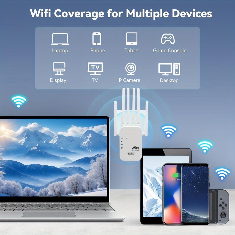 Repetidor de señal Wi-Fi momotor, potenciador de red doméstica, compatible con sistema WIFI6, plug and play, soporta 2.4GHz, sistema de 6 antenas, cobertura estable en toda la casa, fácil expansión WiFi, ideal para oficinas y bibliotecas