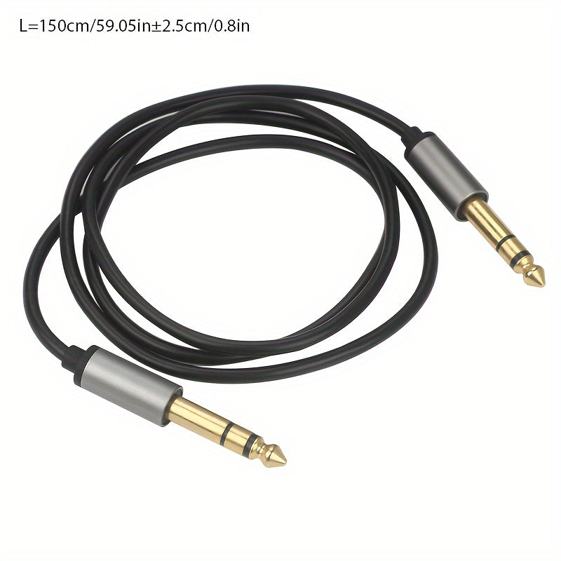 Cable AUX I-ZCLIVE de Alta Fidelidad de 6.35mm Macho a Macho, Carcasa de Aleación de Aluminio Duradera - Diseño Plano para Enrutamiento Fácil, Ideal para Computadoras, Portátiles, DVDs, Amplificadores, Guitarras Eléctricas, Altavoces, Mezcladores, Teclad