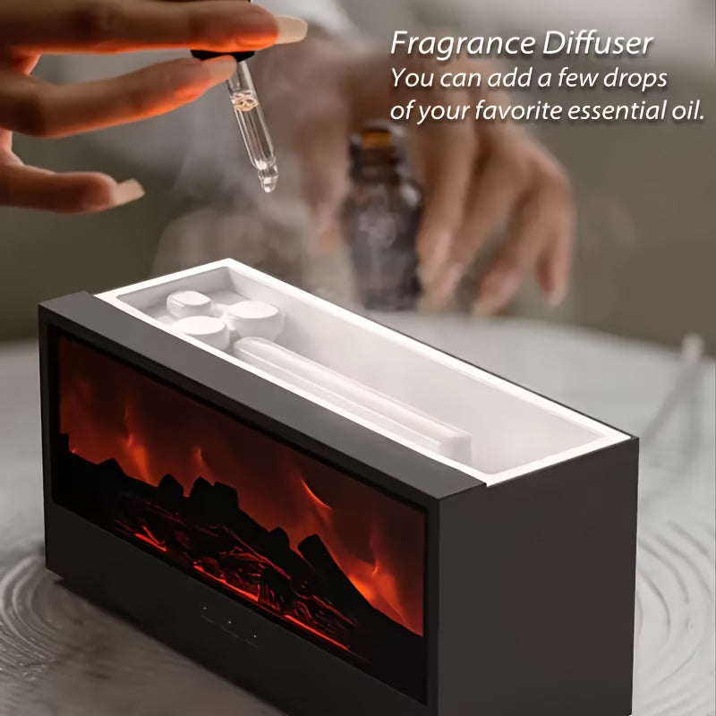 Lugar de fuego de aromaterapia con efecto de llama alimentado por USB, luces coloridas, temporizador, control remoto y protección contra fallas de alimentación. Ideal para dormitorio, baño, decoración de oficina. Regalo perfecto para Navidad, Año Nuevo,