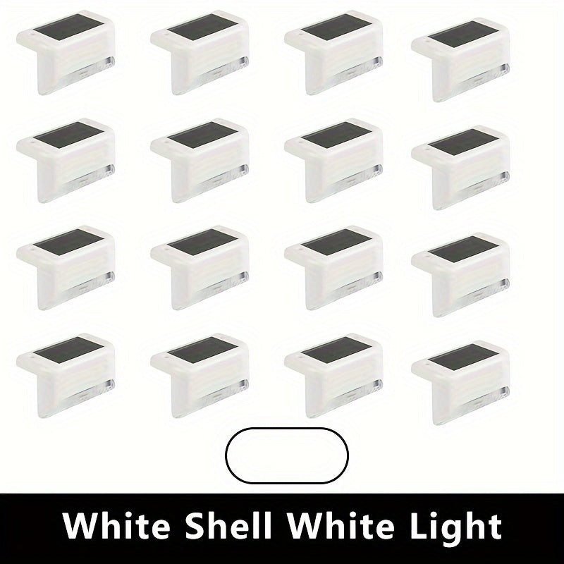 16 luces solares para exteriores - Luces LED solares para escaleras, barandales, patios y caminos, con batería de níquel, control de cadena, eficiencia energética, iluminación exterior moderna y duradera