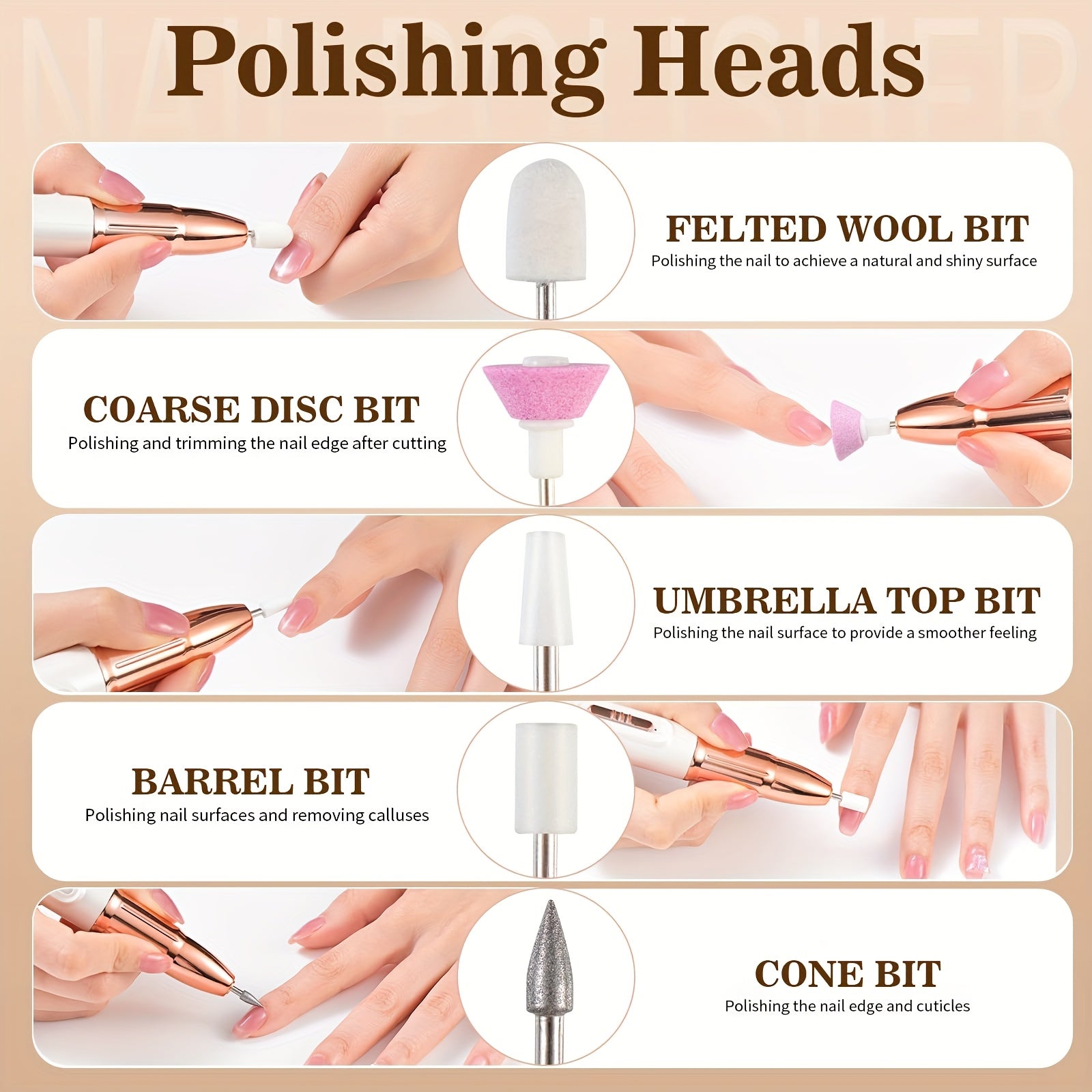 Kit Profesional de Taladro Eléctrico para Uñas Recargable y Portátil con Lima, Herramientas de Pulido para Manicura