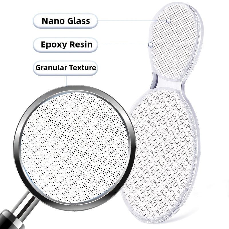 Lima de vidrio nano de doble cara - Herramienta profesional para pedicura, elimina piel muerta y callos, reutilizable y lavable para talones agrietados, pies suaves rápidamente en casa, cuidado de pies | Exfoliación suave | Acabado brillante, esenciales