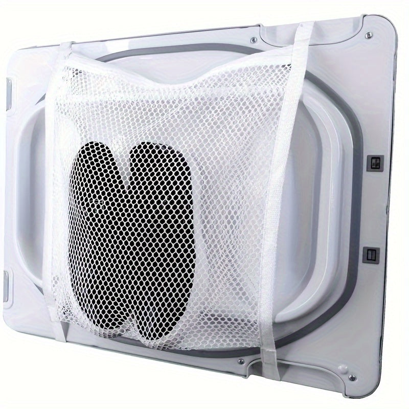 Bolsa para secadora, 1 unidad, con correas elásticas y cierre de cremallera, malla para lavar zapatos y ropa, diseño rectangular de poliéster resistente, compatible con secadoras estándar, evita deformaciones y mantiene la forma, funda protectora para se